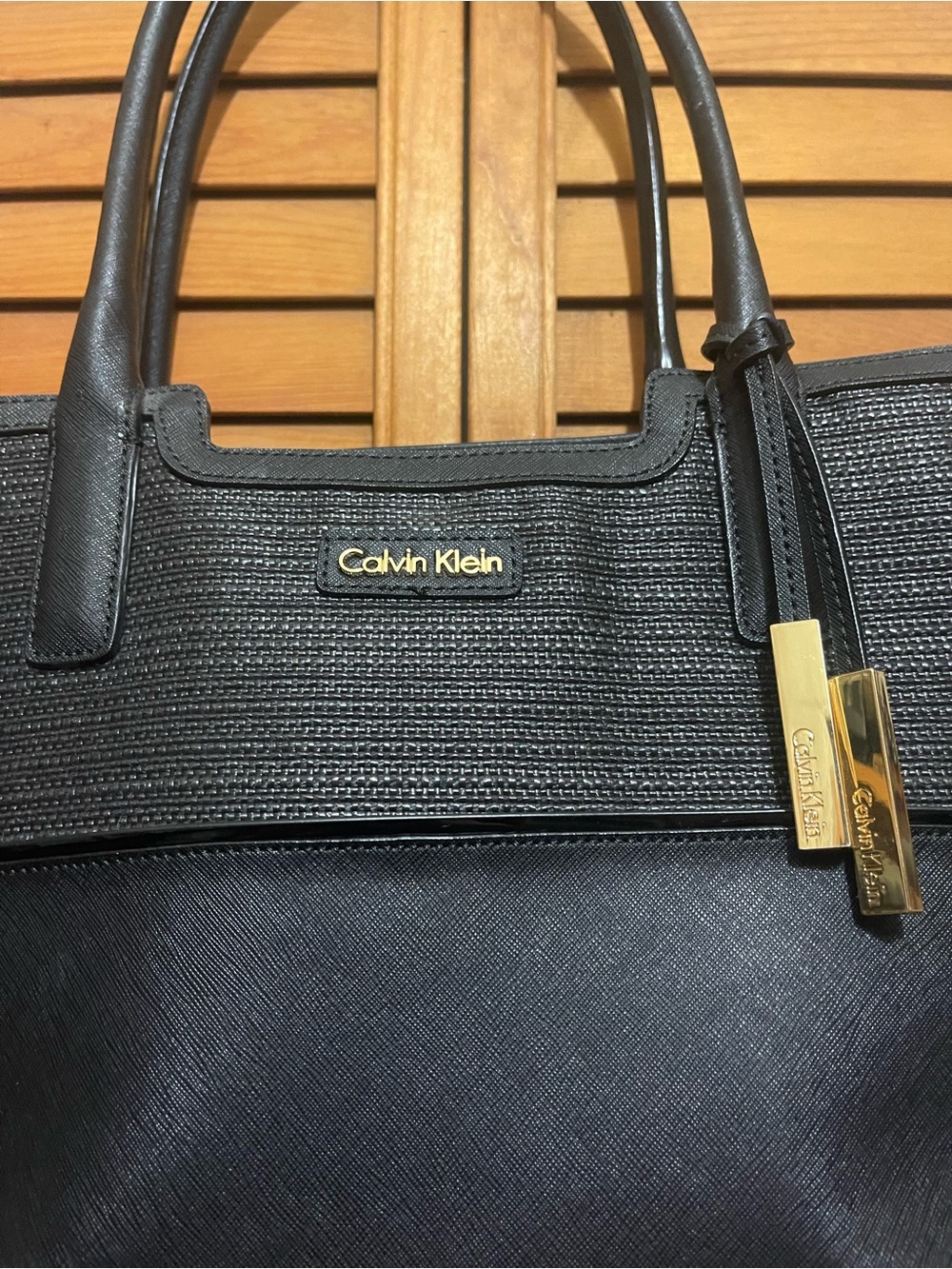 Calvin Klein Black Tote with Gold Hardware